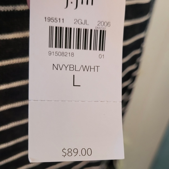 J Jill Linen Blend Navy & White Stripe Sweater Tunic - Picture 9 of 10